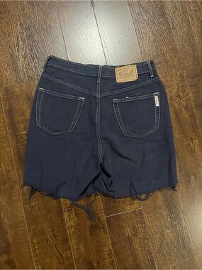 Navy Frayed Hem Women's Jean Shorts